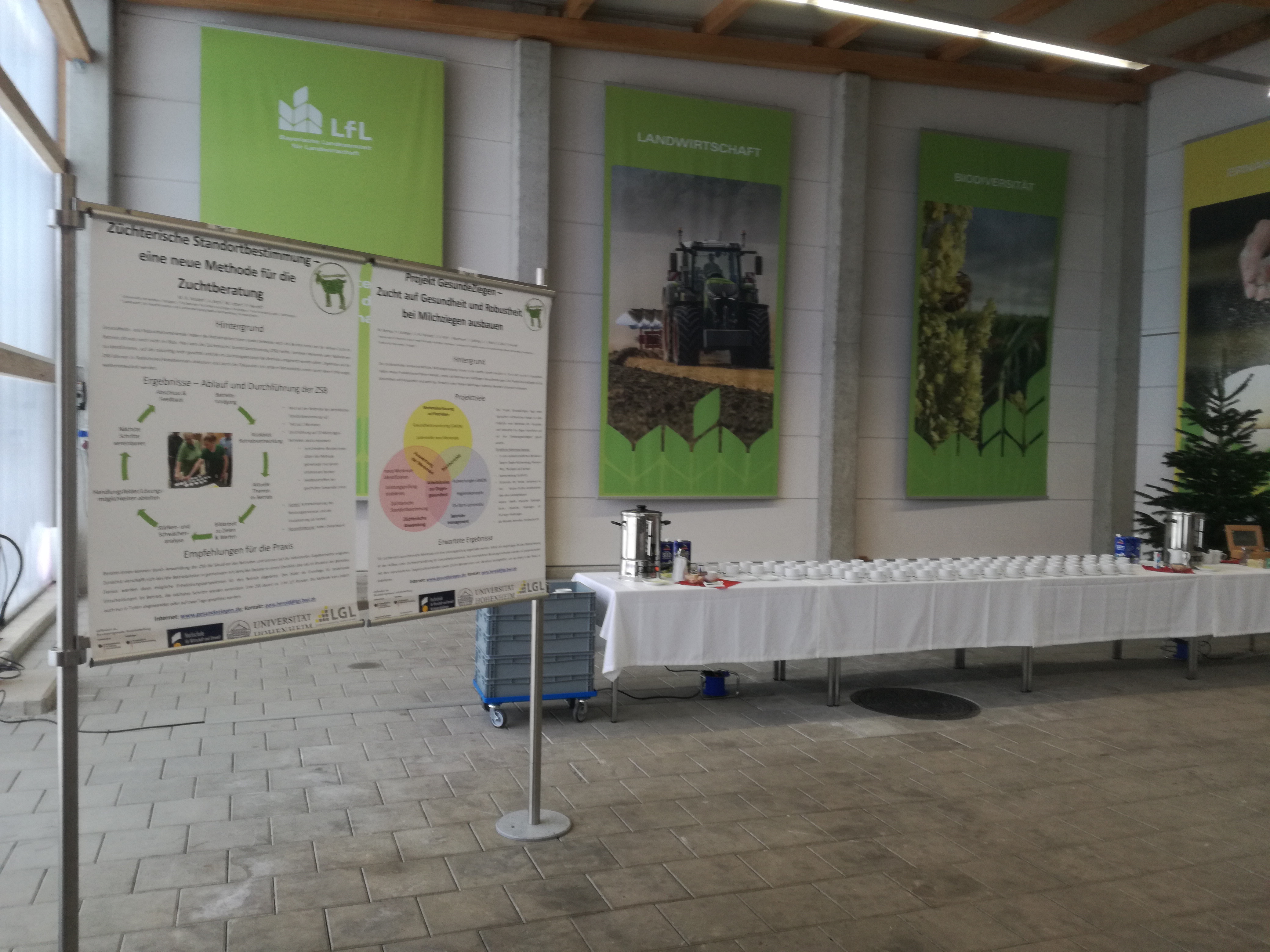 Pinnwand mit Informationen zum Projekt GesundeZiegen auf der LfL- Jahrestagung